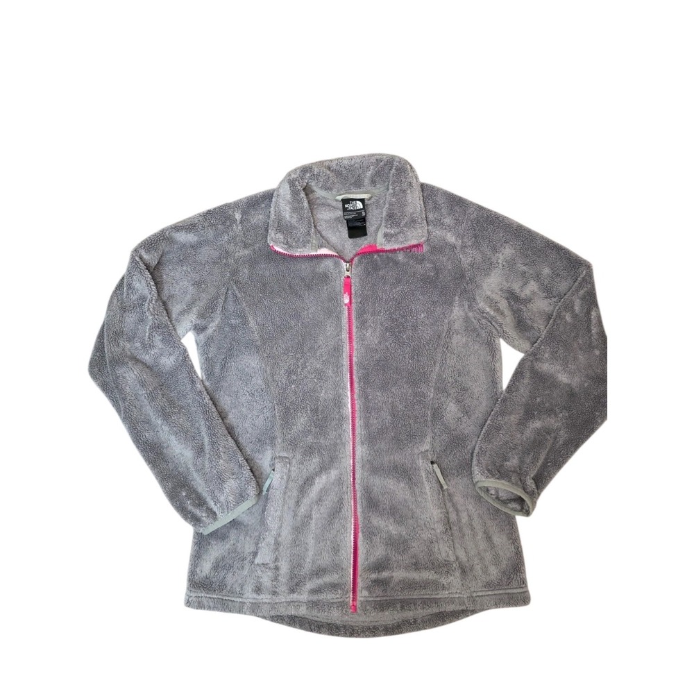 The North Face Girls XL 18 Fleece Jacket Gray Pink Full Zip High Loft
